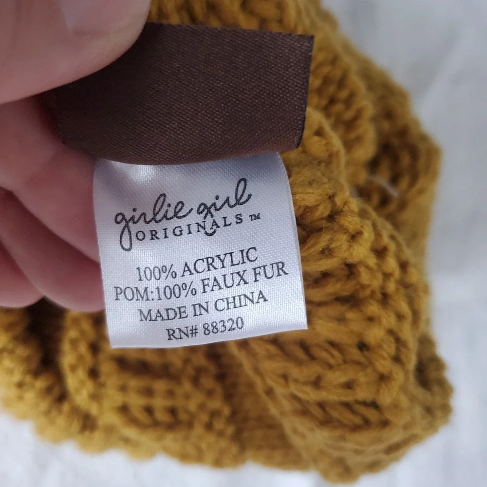 C.c.‎ Boutique Mustard Beanie With Faux Fur